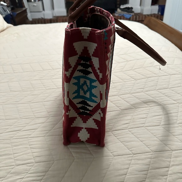 Aztec Pattern Red and Brown Tote Bag - Picture 3 of 9